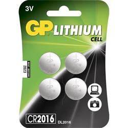GP knappcell lithium CR2016, 4-pack